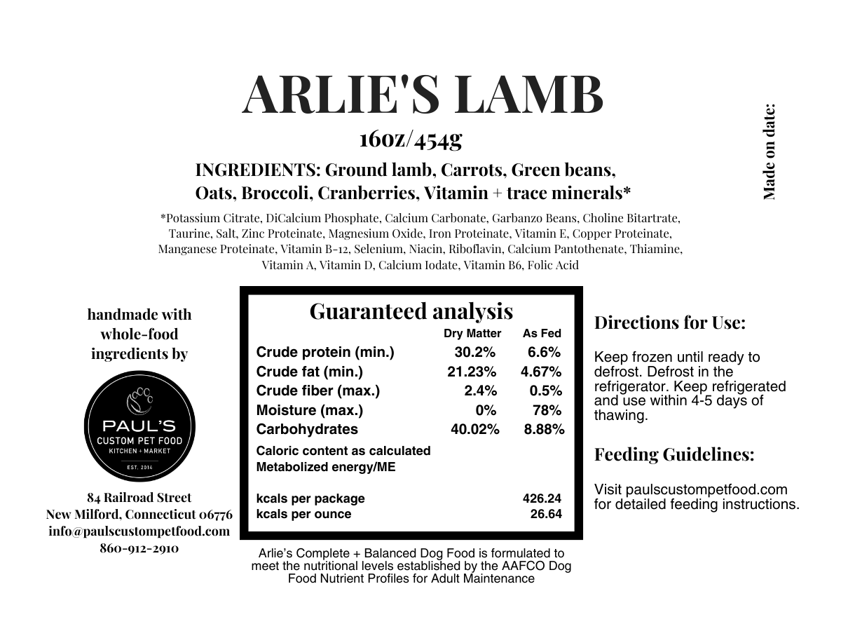 Arlie’s Lamb with Oats + Cranberries