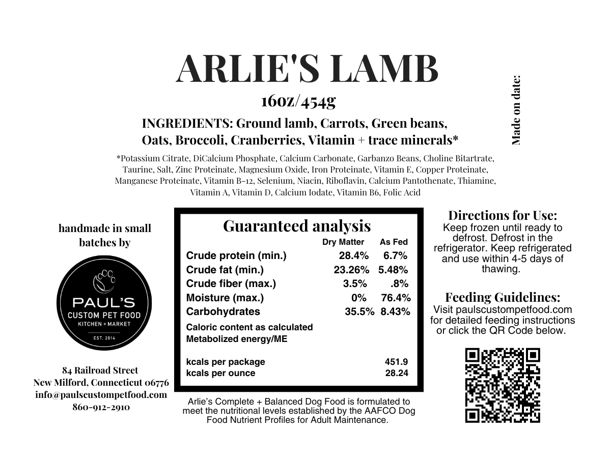 Arlie’s Lamb with Oats + Cranberries
