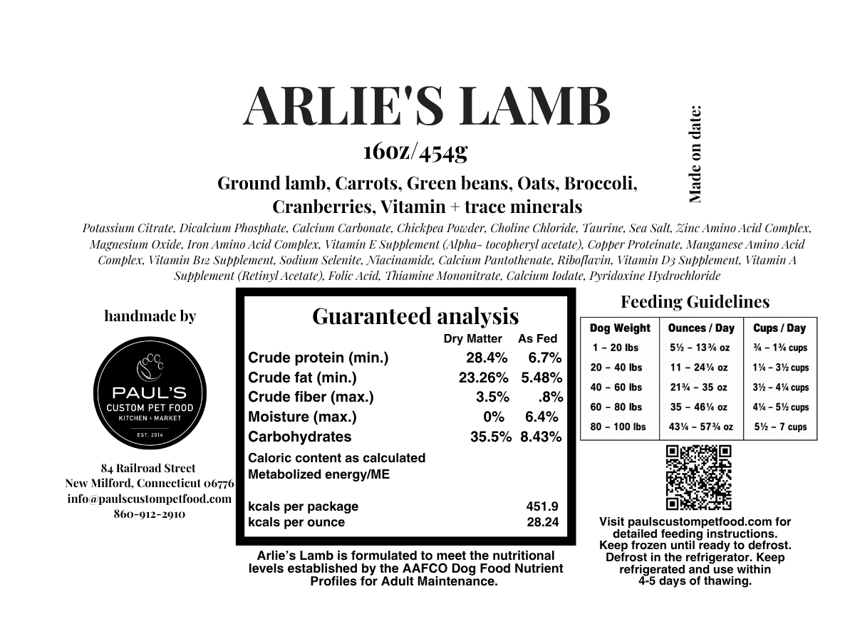 Arlie’s Lamb with Oats + Cranberries