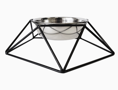 Modern Artisan Geometric Single Dog Bowl Elevated Feeder