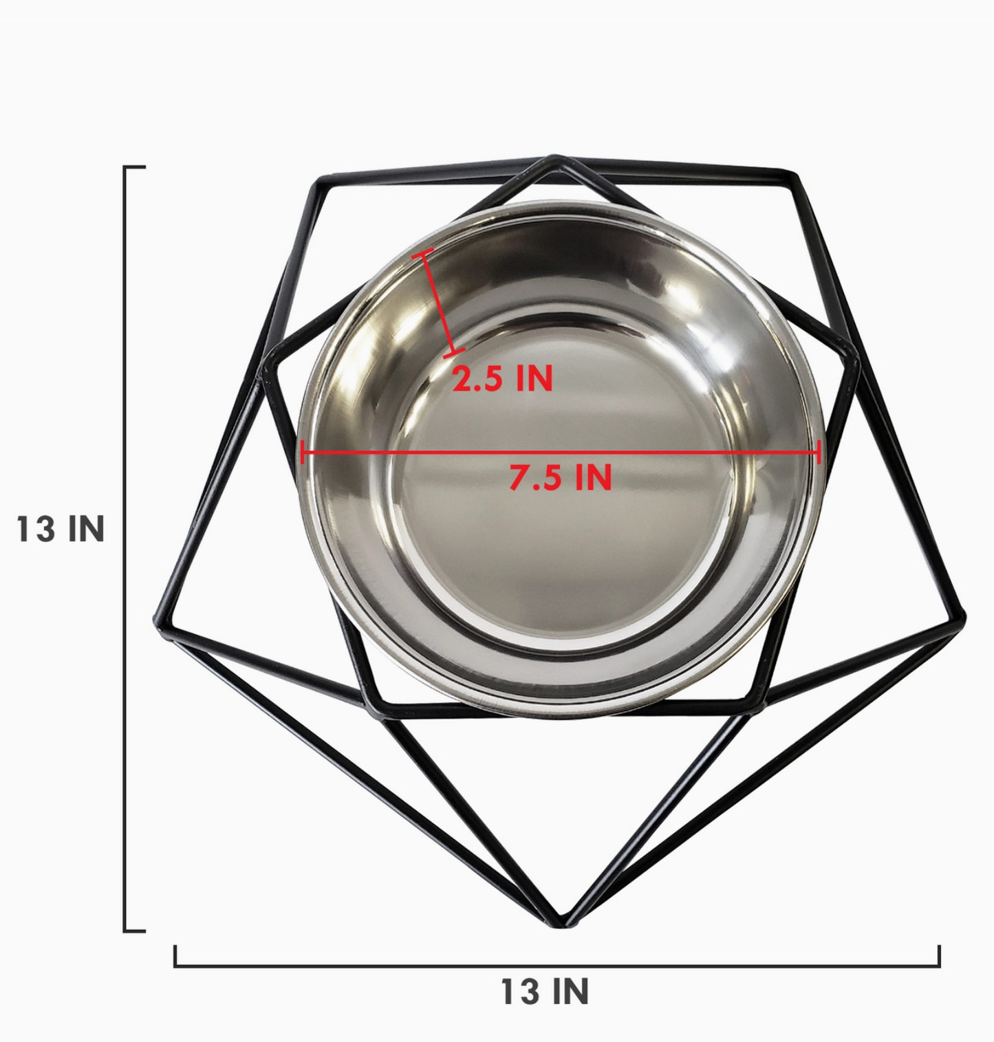 Modern Artisan Geometric Single Dog Bowl Elevated Feeder
