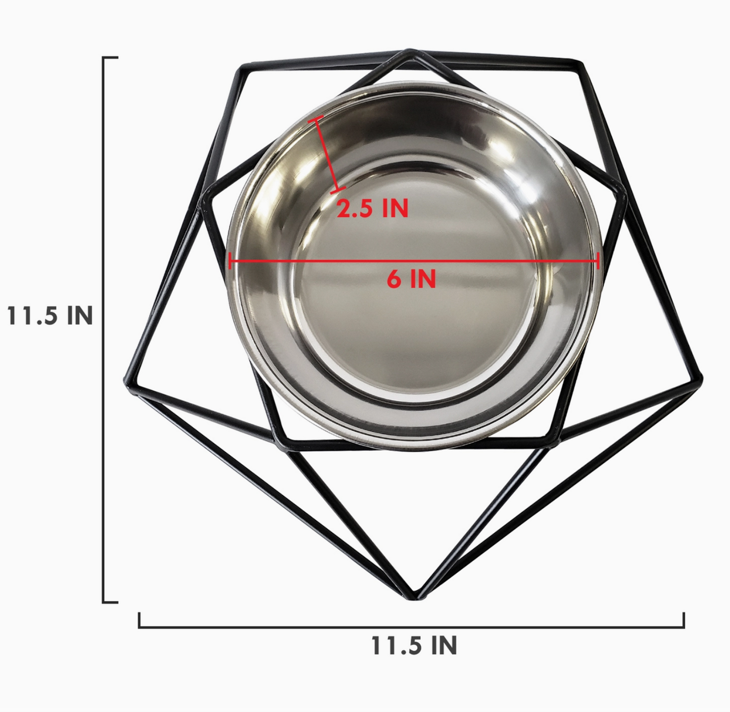 Modern Artisan Geometric Single Dog Bowl Elevated Feeder