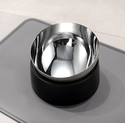 Tilted Stainless Steel Cat Bowl With Black Stand